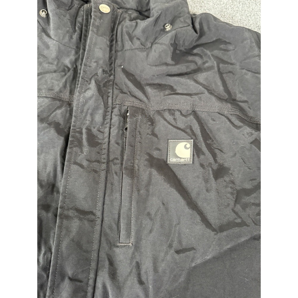 Carhartt Storm Defender Rain Jacket Mens XL Black Waterproof Dry J162 - Picture 8 of 16